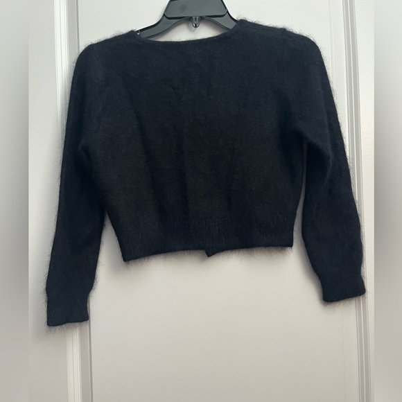 Eliza J Black Fuzzy Cropped Cardigan Sweater - Size S - Picture 4 of 5